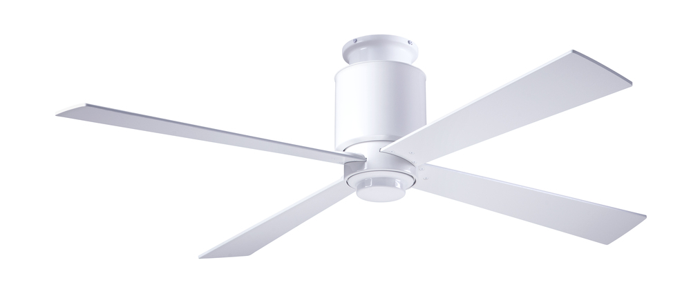 Lapa Flush Fan; Gloss White Finish; 50" Silver Blades; No Light; Handheld Remote Control (2-wire