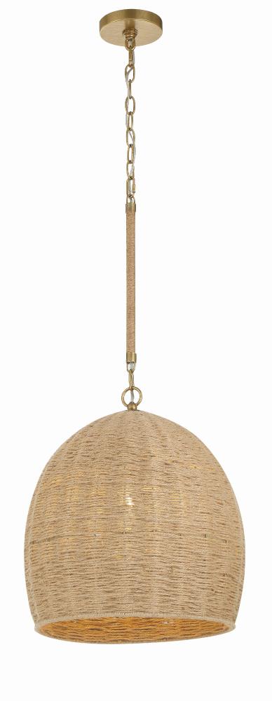 Jace Coastal Style Jute & Gold Pendant