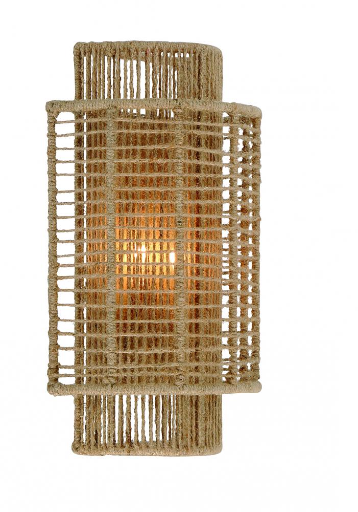 Jayna 2 Light Burnished Silver & Jute Coastal Style Wall Mount