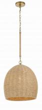 Crystorama JAC-10500-SG - Jace Coastal Style Jute & Gold Pendant