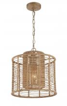 Crystorama JAY-A5001-BS - Jayna 1 Light Burnished Silver & Jute Coastal Style Pendant