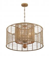 Crystorama JAY-A5004-BS - Jayna 4 Light Burnished Silver & Jute Coastal Style Chandelier