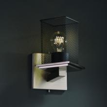 Cream Brushed Nickel Montana 1-Light Wall Sconce Square with Flat Rim Shade Justice Design Group Lighting FAB-8671-15-CREM-NCKL Textile Cream Brushed Nickel Montana 1-Light Wall Sconce Square with Flat Rim Shade Justice Design Group Lighting FAB-8671-15-CREM-NCKL Textile