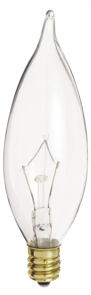 60 Watt CA10 Incandescent; Clear; 2500 Average rated hours; 642 Lumens; Candelabra base; 130 Volt;