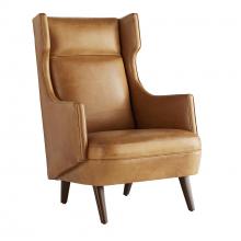 Arteriors 8091 - Budelli Wing Chair Cognac Leather Dark Walnut