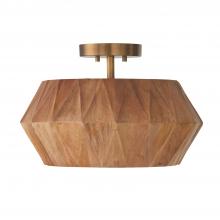 Capital 251011LW - Nadeau Convertible Semi-Flush Pendant in Hand-distressed Patinaed Brass and Handcrafted Mango Wood