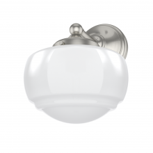 Hunter 19139 - Hunter Saddle Creek Brushed Nickel with Cased White Glass 1 Light Sconce Wall Light Fixture