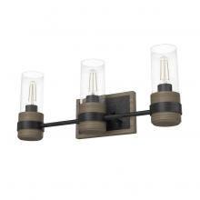 Hunter 19466 - Hunter River Mill Rustic Iron and French Oak with Seeded Glass 3 Light Bathroom Vanity Wall Light Fi