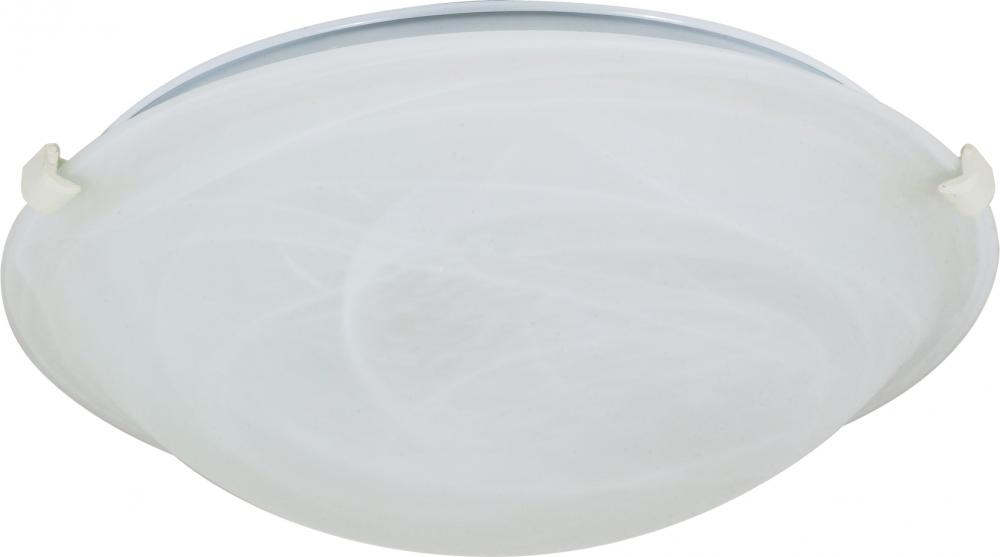 2 Light - 16" Flush with Alabaster Glass - Textured White Finish