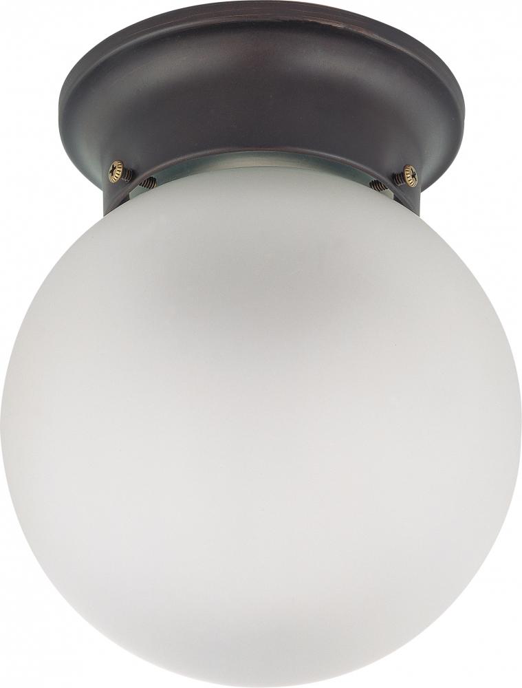 1 Light - LED 6" Ball Flush Fixture - Mahogany Bronze Finish - Frosted Glass - Lamp Included