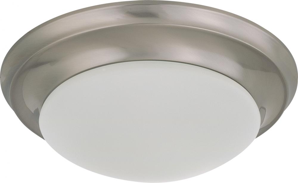 1 Light - LED 12" Twist & Lock Flush Fixture - Brushed Nickel Finish - Frosted Glass - Lamp