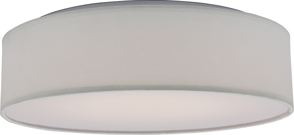 15" Fabric Drum LED Decor Flush Mount Fixture - White Fabric Shade - Acrylic Diffuser