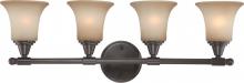 Nuvo 60/4164 - 4-Light Vanity Fixture in Vintage Bronze Finish with Auburn Beige Glass