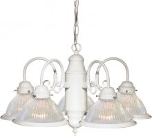 Nuvo SF76/449 - 5 Light - 22" - Chandelier - With Clear Ribbed Shades