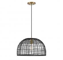 Savoy House Meridian M70105BRNB - Rattan Pendant in Black with Natural Brass Accents
