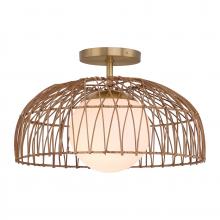 Savoy House Meridian M7043NB - Rattan Convertible Pendant or Semi-Flush in Natural Brass