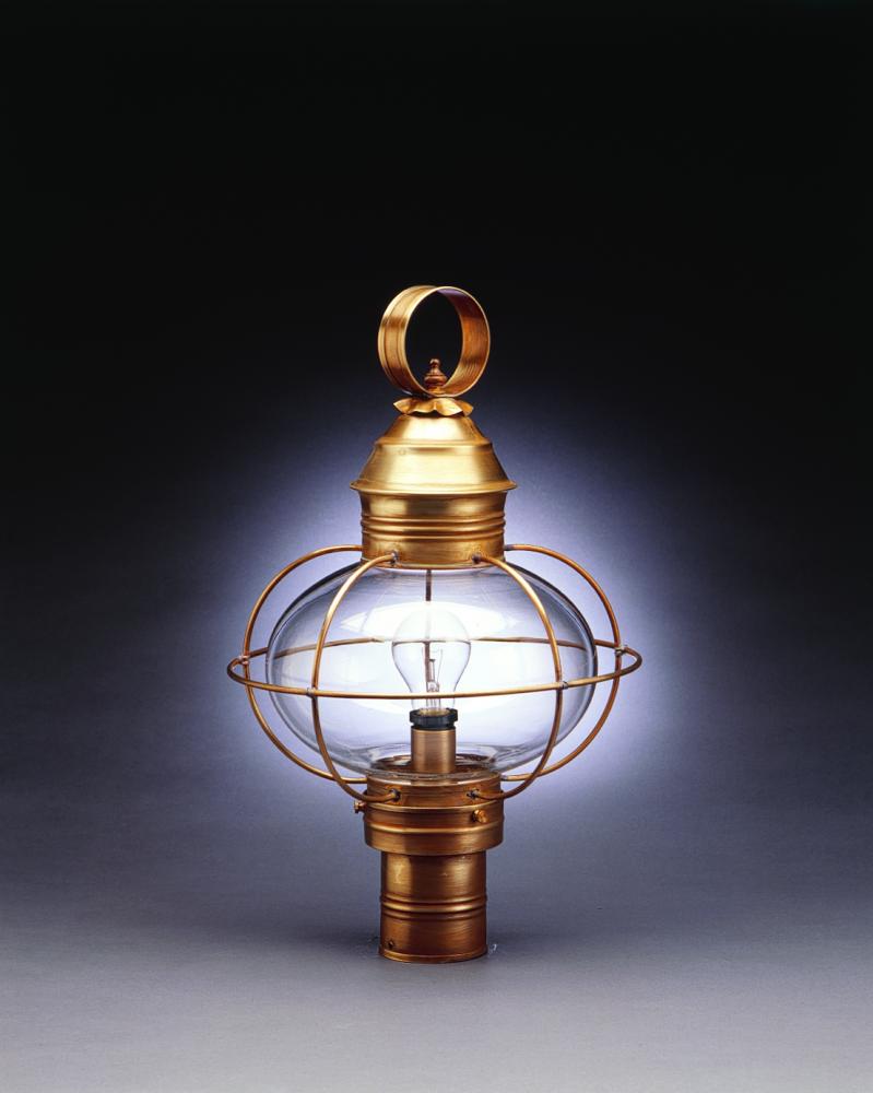 Caged Onion Post Antique Brass 3 Candelabra Sockets Clear Glass