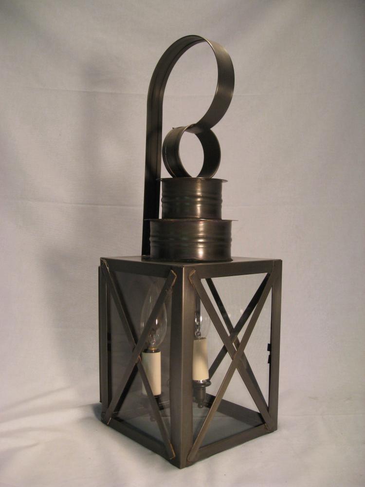 Can Top X-Bars Wall Antique Brass 2 Candelabra Sockets Clear Glass