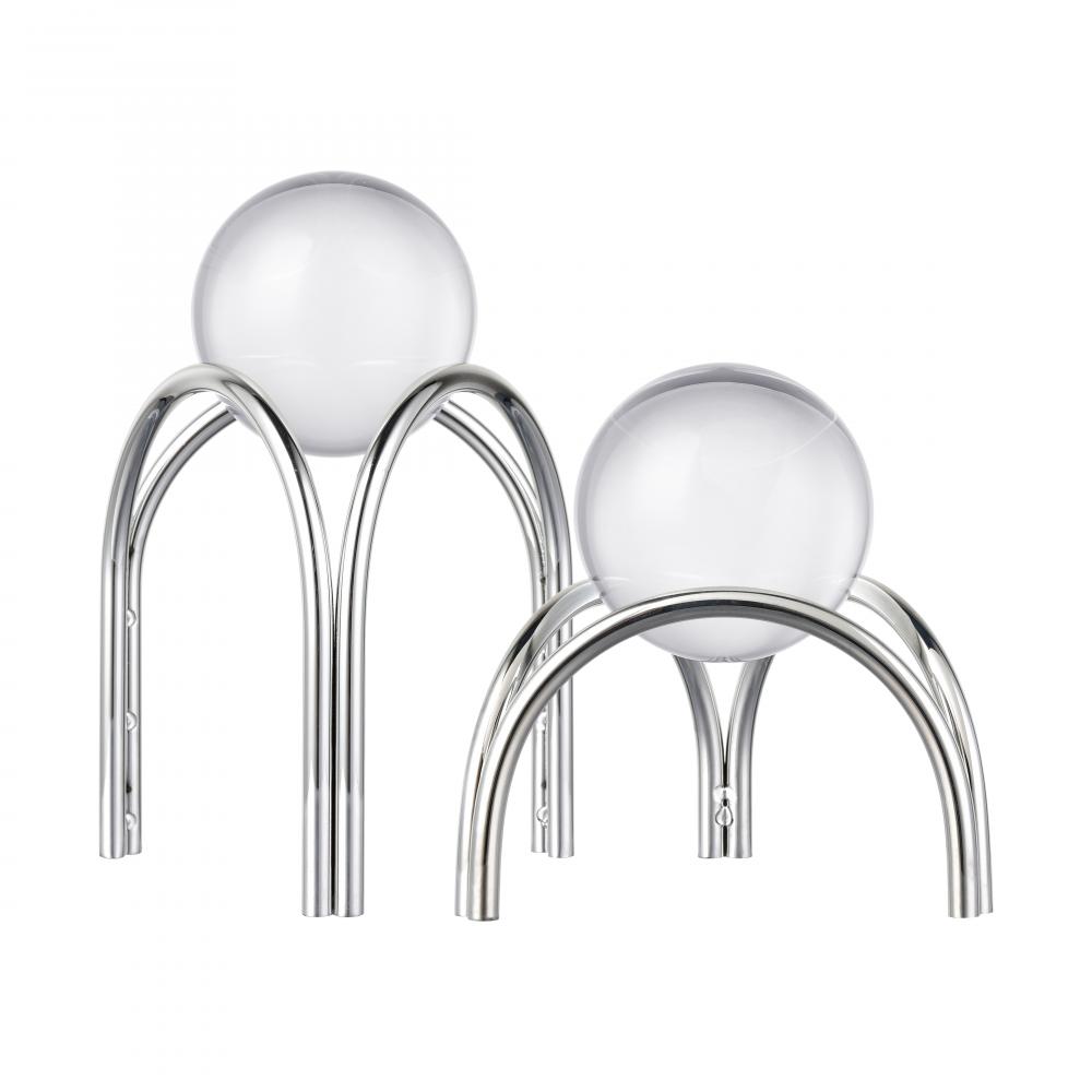 Sibyl Orb Stand - Set of 2 Silver (2 pack) (2 pack)